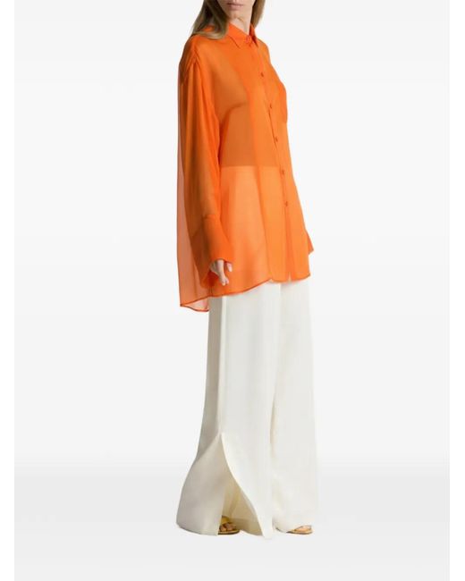 Alberta Ferretti Orange Pocket Blouse