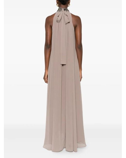 P.A.R.O.S.H. Embellished Halterneck Dress Natural
