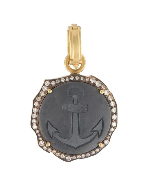 Sylva & Cie Gray Anchor -Motif Hematite And Diamond Pendant