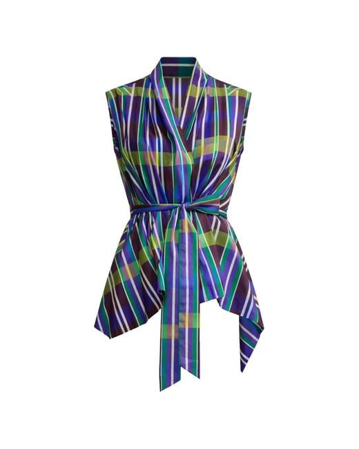 Psophia Blue Retro Prism Wrap Top