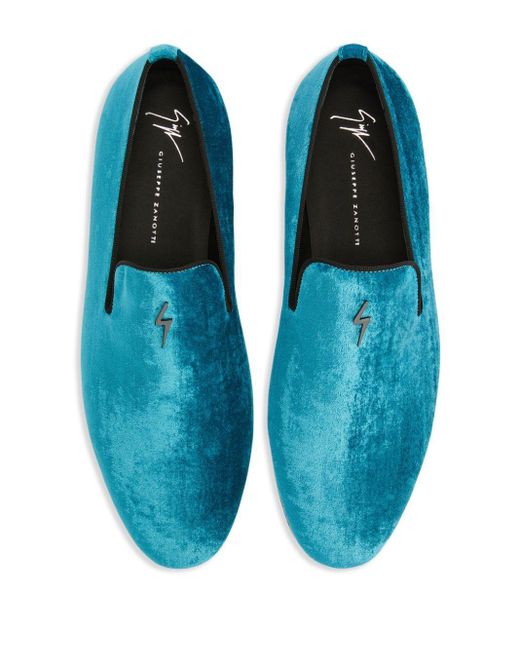 Giuseppe Zanotti Blue Velvet Slip-on Loafers for men