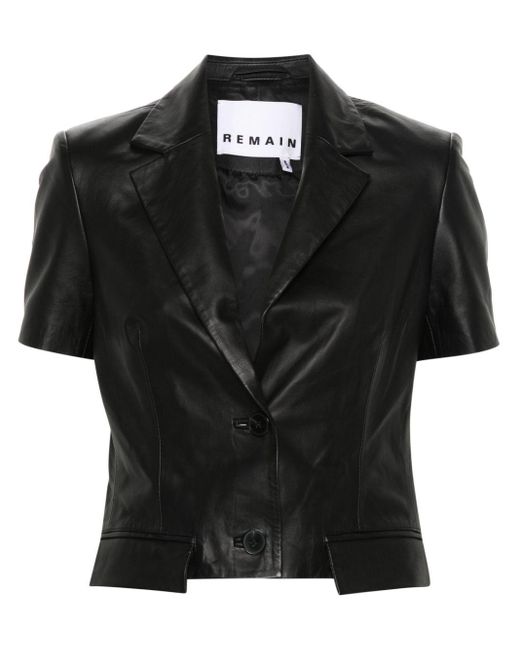 Remain Black Cropped Leather Jacket