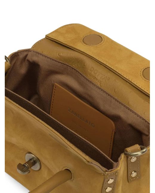 Zanellato Metallic Baby Dotta Stud-Embellished Suede Tote Bag