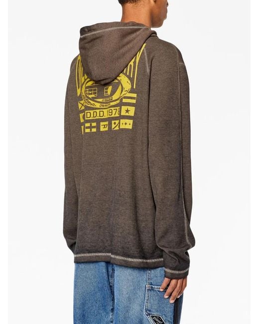 DIESEL Brown ‘T-Crone’ Ribbed Hoodie for men