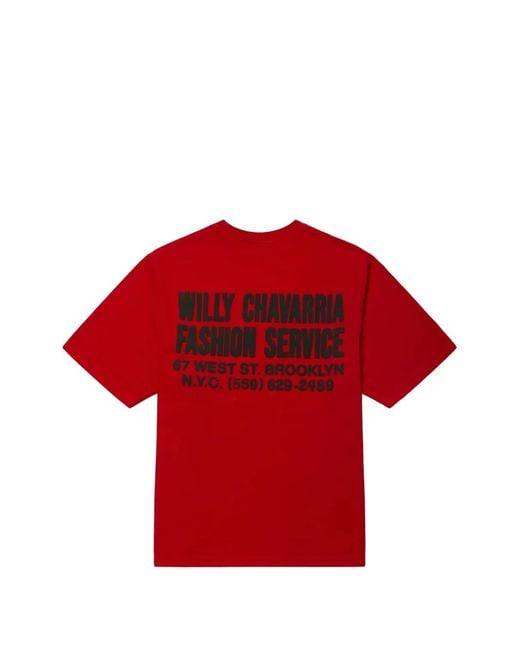 Willy Chavarria Red Fashion Services Short-Sleeve T-Shirt for men