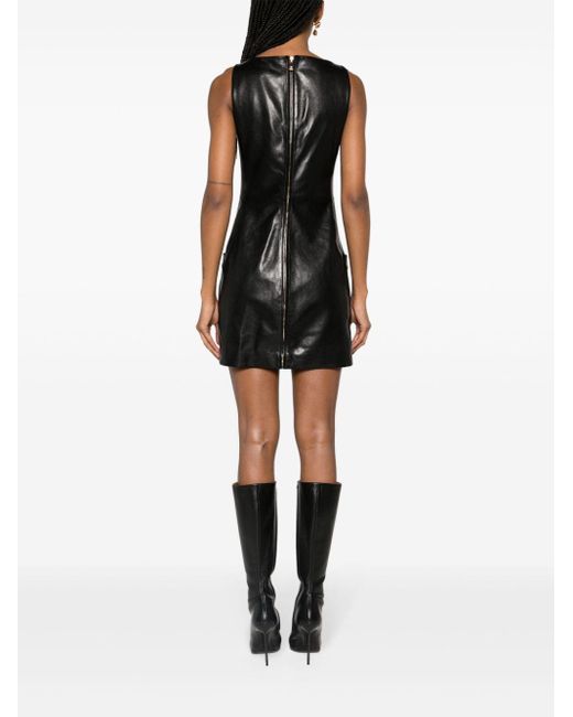 Versace Black Medusa-Plaque Leather Minidress