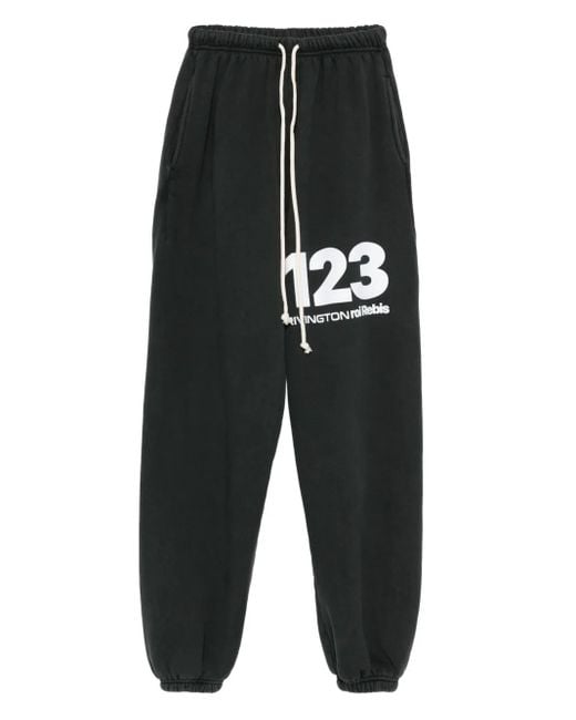 RRR123 Black Logo-Print Track Pants for men