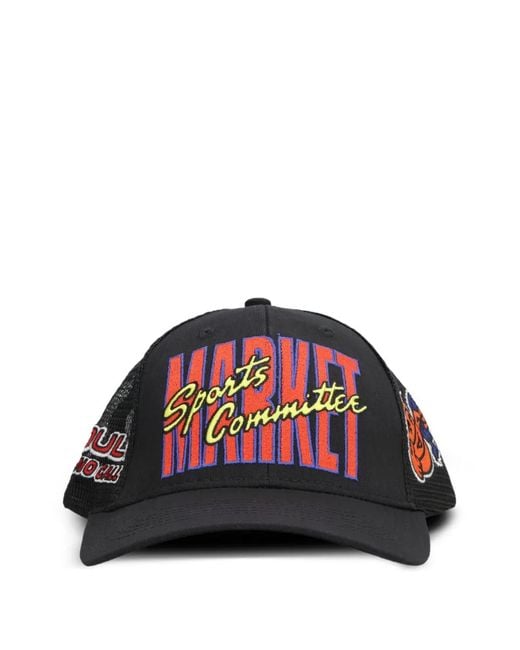Market Red Mesh-Panel Baseball Cap for men