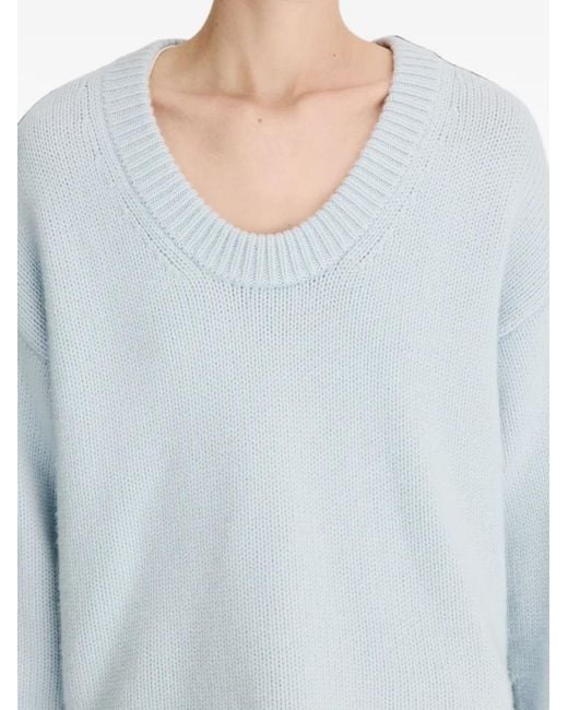 Loulou de Saison Blue Derry Lds U-Neck Cashmere Sweater