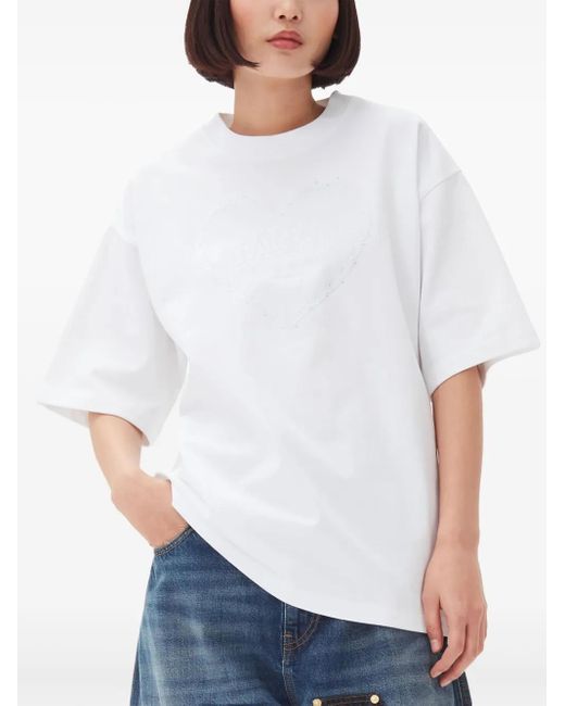Ganni White Cotton Round-Neck T-Shirt