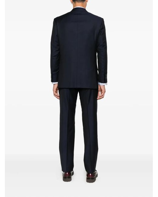 Kiton Blue Double-Breasted Wool Suit for men