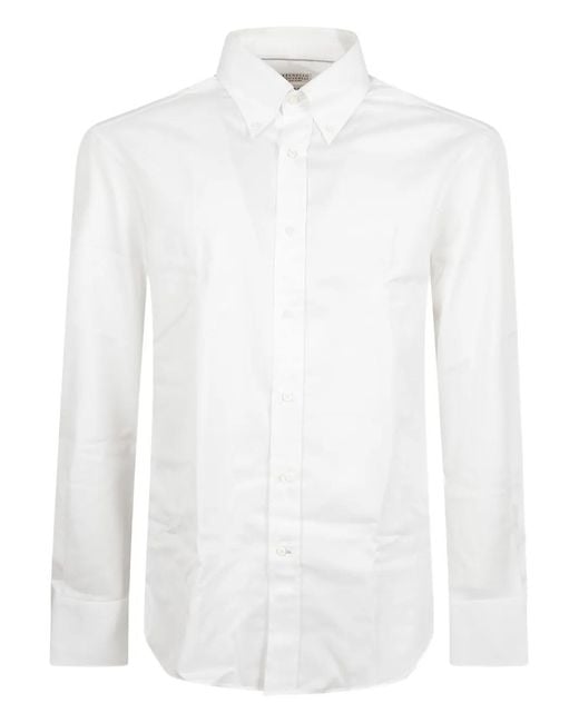 Brunello Cucinelli White Cotton Shirt for men