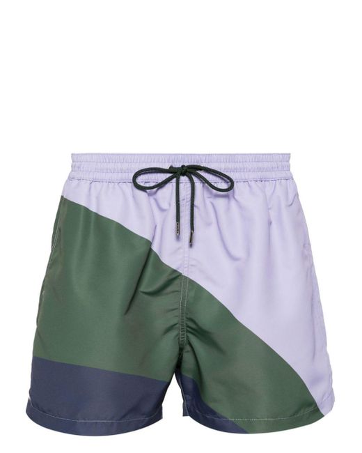 Paul Smith Blue Stripe-print Swim Shorts for men
