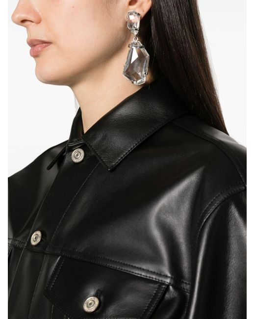Veste en cuir à simple boutonnage Balenciaga en coloris Black