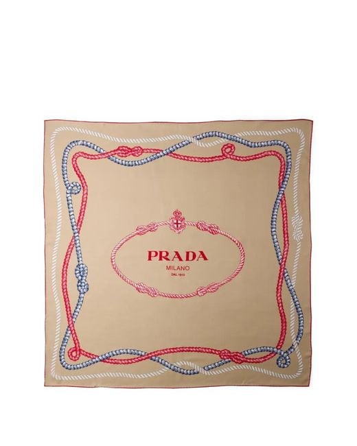Prada Pink Ropes Print Logo Scarf