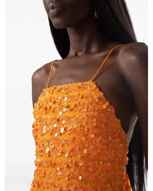 Taller Marmo Orange Candice Sequinned Maxi Dress