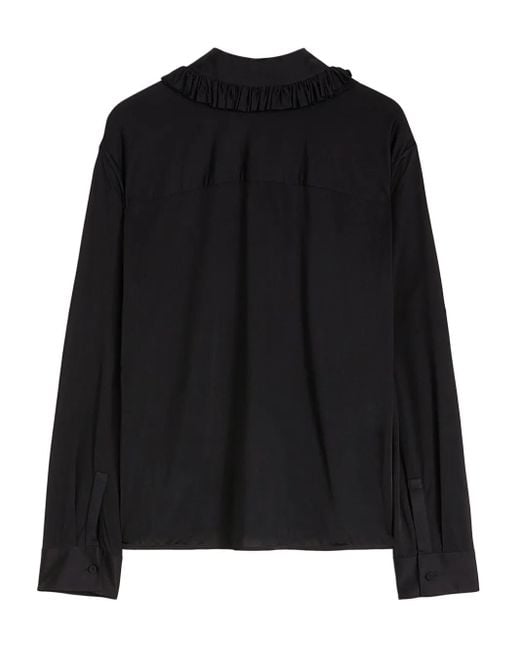 Jil Sander Black Camisa Cuello Volantes Negro