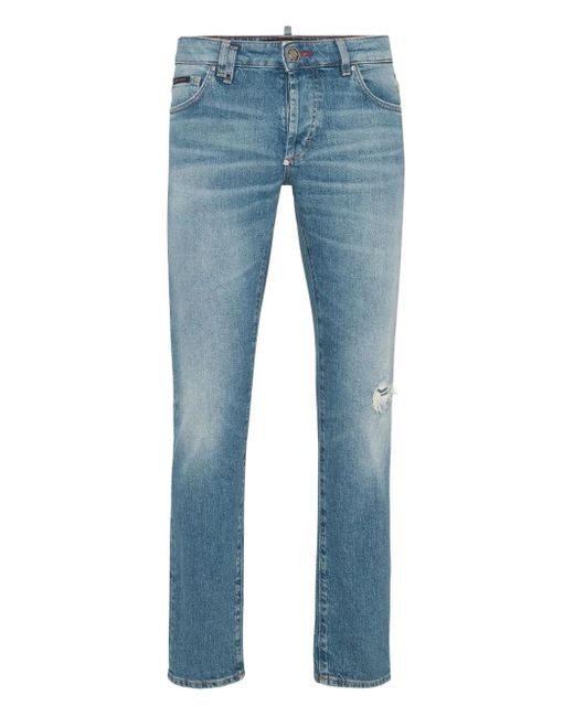 メンズ Philipp Plein ロゴパッチ ジーンズ Blue