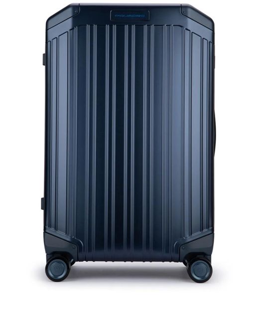 Piquadro Blue Leather Trolley Luggage Case