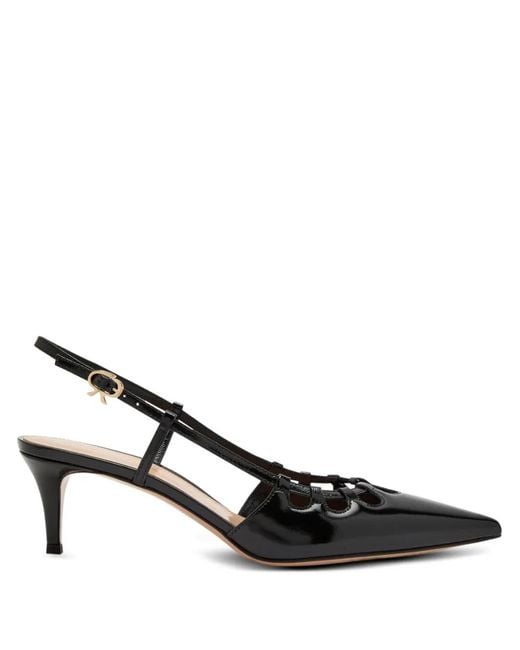 Gianvito Rossi Black Cut-Out Slingback Pumps