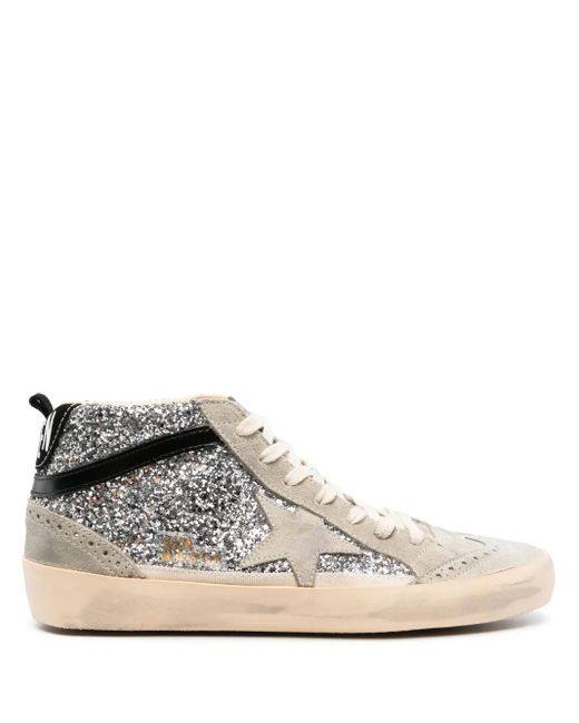 Golden Goose Deluxe Brand White Mid Star Glitter Upper Suede Toe St