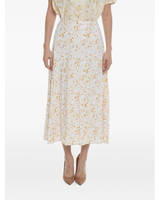 Samsøe & Samsøe Natural Andina Floral-Print Flared Midi Skirt