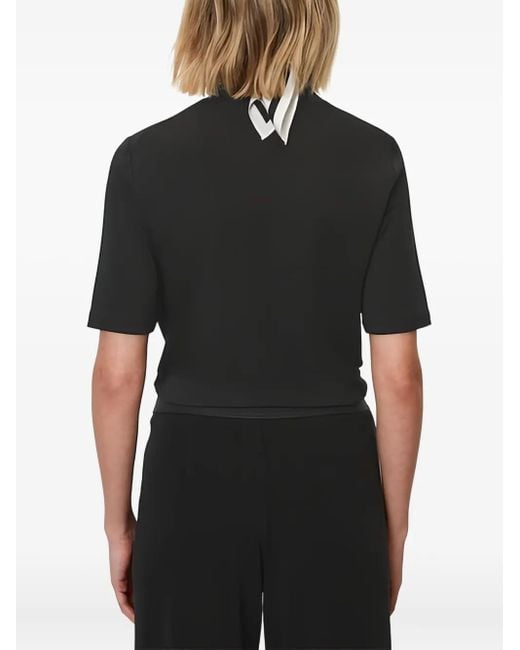 Marc O' Polo Black High-Neck Short-Sleeve Top
