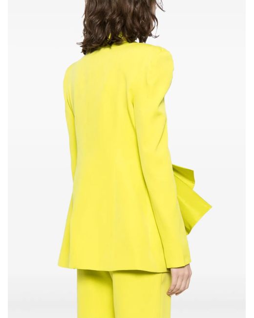Saiid Kobeisy Yellow Crepe Tailored Jacket With Taffeta Collar And Bow
