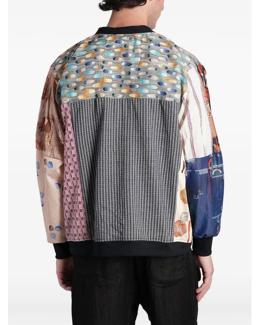 Needles Black Patchwork V-Neck Shirt Jacket for men