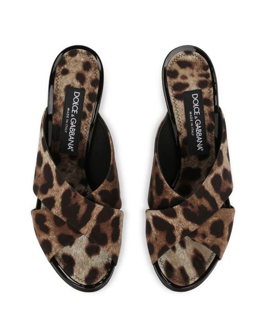 Dolce & Gabbana Black Stiletto-Mules mit Leoparden-Print