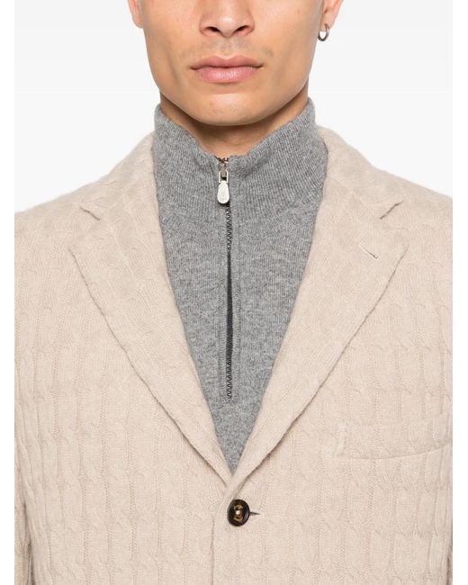 Eleventy Natural Cable-Knit Single-Breasted Blazer for men