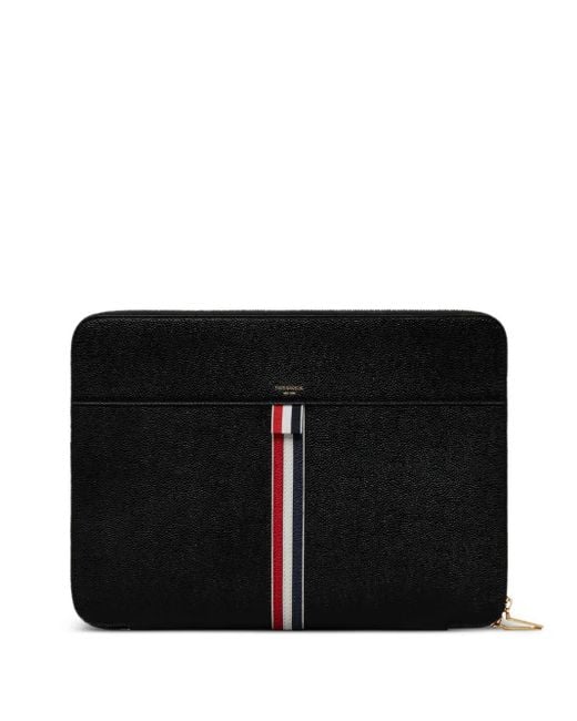 Thom Browne Black Pebble Grain Small Zip Around Folio for men