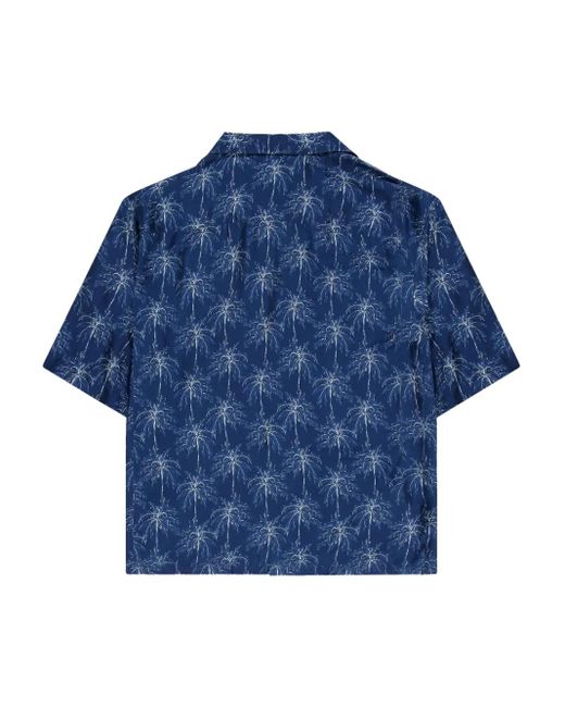 Laneus Blue Boxy Bowling Shirt