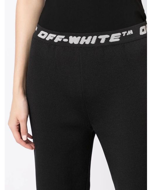 Off-White c/o Virgil Abloh Black Logo-Tape Ribbed-Knit Trousers