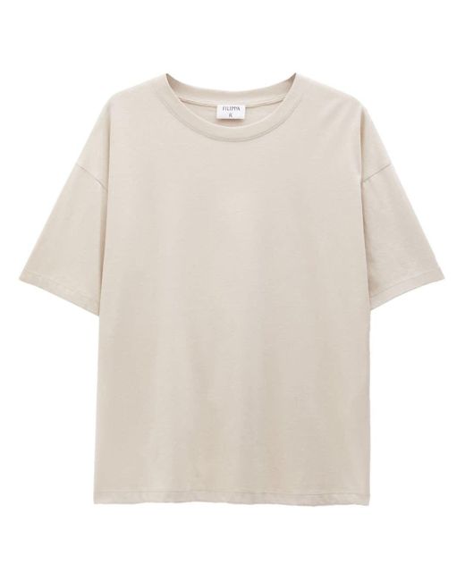 Filippa K White Bio-Baumwoll-T-Shirt mit tiefen Schultern