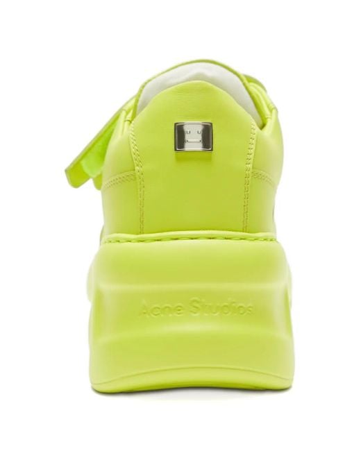 Acne Yellow Touch-Strap Platform Sneakers