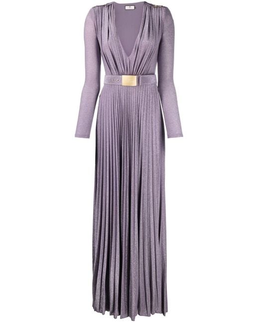 Elisabetta Franchi Geplooide Maxi-jurk in het Purple