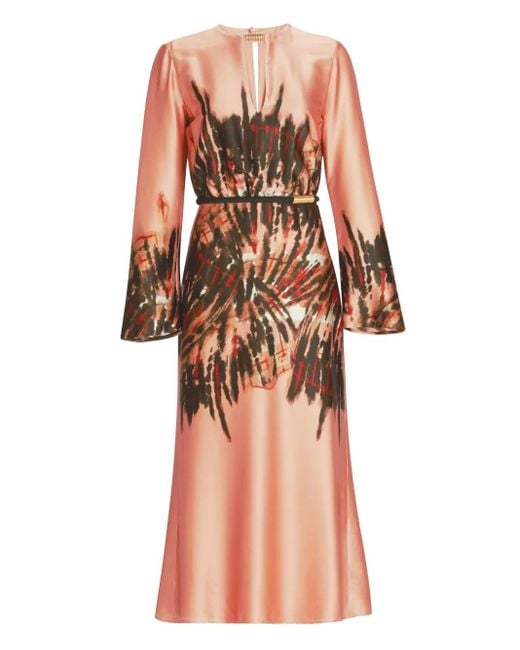 Silvia Tcherassi Pink Pesaro Midikleid mit abstraktem Print