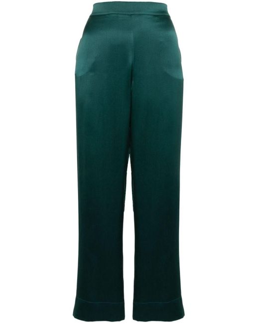 Asceno Green Straight-leg Silk Trousers