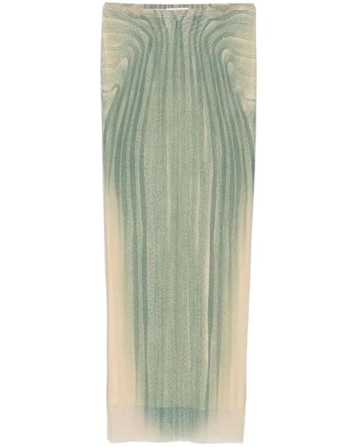 Jean Paul Gaultier Green Spiral Maxi Skirt