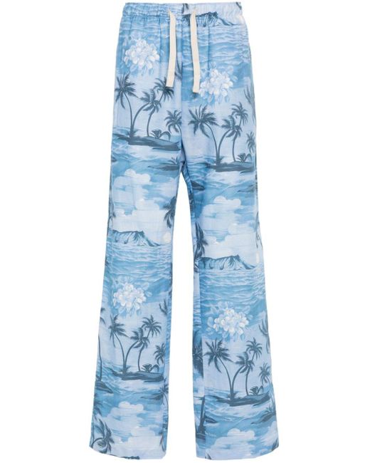 Pantalones anchos con estampado Sunset Palm Angels de hombre de color Blue