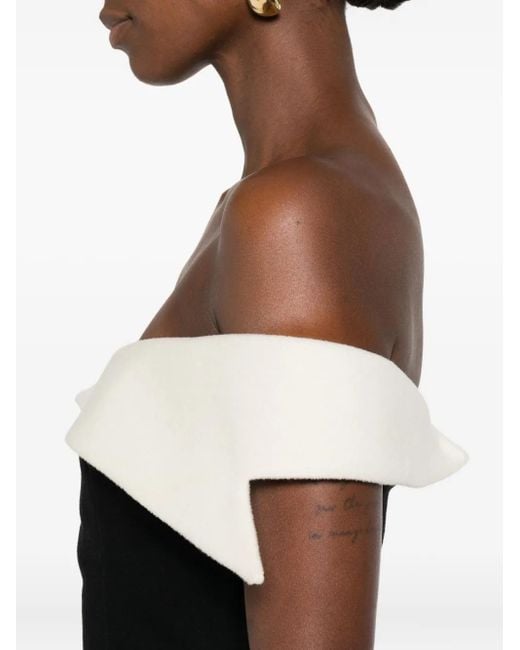 Vestiaire d'un Oiseau Libre Black Off-Shoulder Collared Mini Dress