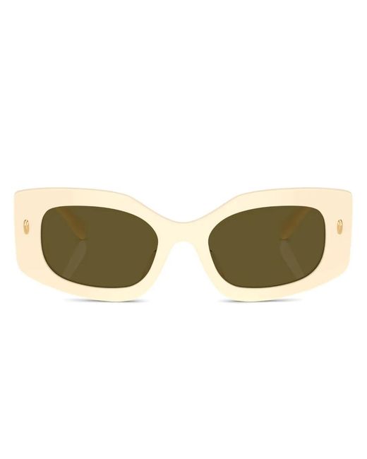 Tory Burch Natural Miller Rectangle-Frame Sunglasses