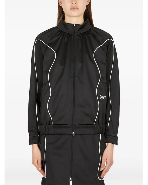 Perks And Mini Black Graphic Logo Embroidery Jacket