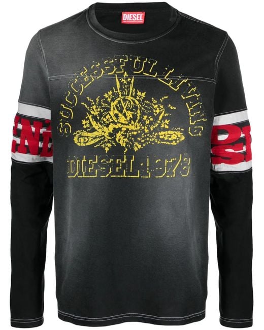 DIESEL Black Ju Long Sleeves T-shirt Clothing for men