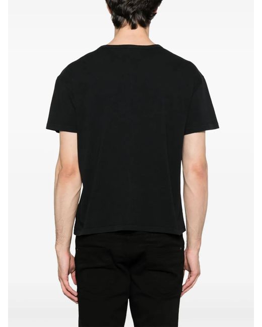 Second/Layer Black Cotton T-Shirt for men