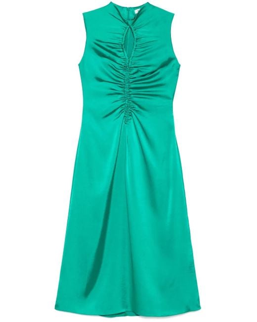 sandro draped satin effect dress Sandro Draped Satin-Effect Dress in Green