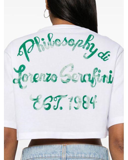 Philosophy Di Lorenzo Serafini White Logo-Print Cotton T-Shirt