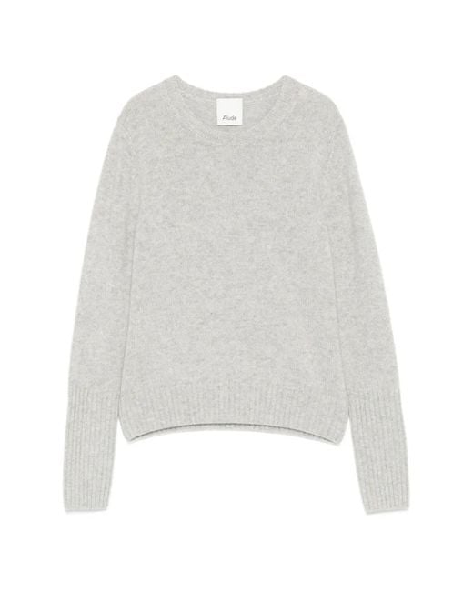 Allude White Round-Neck Cashmere Sweater
