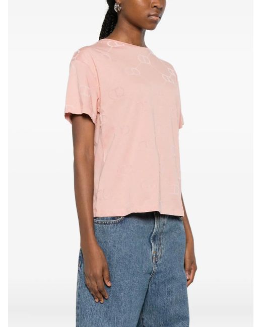 Twinset Pink Logo-Pattern T-Shirt